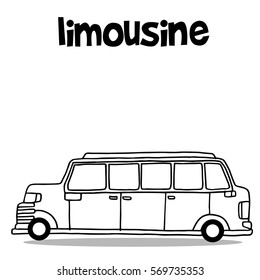 Hand draw transport of limousine vector illustration