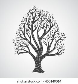 Hand draw tree with leaves
