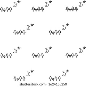 Hand draw Tree moon star pattern.