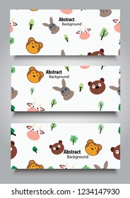  hand draw trees and animal  vector banner,Seamless vector pattern with trees,esp10