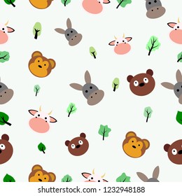  hand draw trees and animal  vector,Seamless vector pattern with trees,esp10