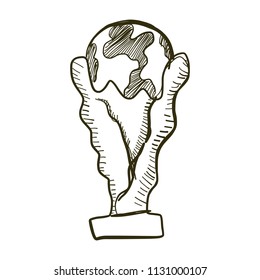 Hand draw trophy isolated illustration on white background