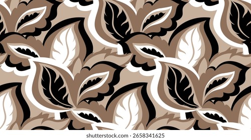 Dibuja a mano el patrón de hojas tropicales. Diseño de patrón abstracto sin fisuras