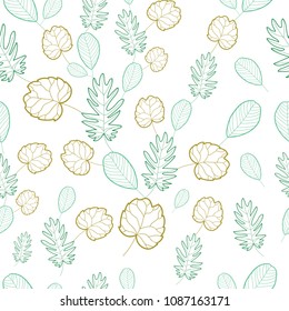 Hand draw tropical leaves seamless pattern background.