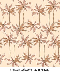 Hand draw Tropical Palm Seamless Pattern illustration vector On color Background 
