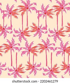 Hand Draw Tropical Palm Tree Pink Stock Vector (Royalty Free ...