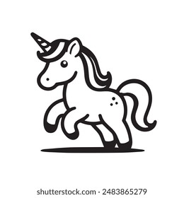 hand draw unicorn , icon , vector art