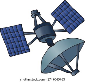Hand draw universe space satellite icon vector illustration design