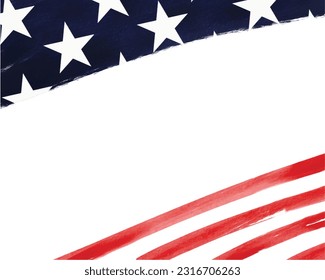 Hand draw USA flag  watercolor  brush paint isolate on white background. Vector illustration 