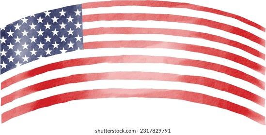 Hand draw USA flag  watercolor  brush paint isolate on white background. Vector illustration 