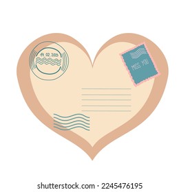 Hand draw Valentine s day letter full of heart. Illustration for greeting card, prints, flyers, posters, holiday invitations and more. Love letter. Flat vector design. I send you my love massage.