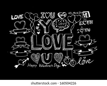hand draw Valentine's day design, labels, icons elements collection
