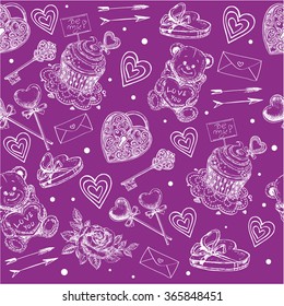 "hand draw  Valentine's Day seamless pattern" for design
