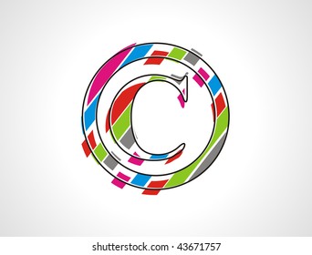 hand draw Vector copyright stamp with white background