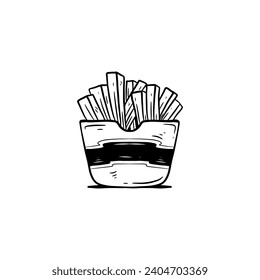 Hand draw vector french fries line Illustration