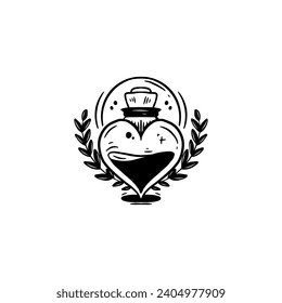 Hand draw vector heart energy line art Illustration