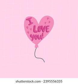 A hand draw vector heart-shaped balloon with I love you writing .Valentine's day concept.Used for greeting card, and poster design.