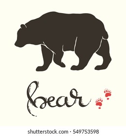 Hand draw vector illustration of the bear with the handwriting inscription