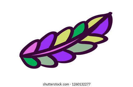 Hand draw vector illustration of branch. Isolated illustration of leaves.