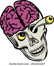 hand draw vector illustration character cartoon westruck skull