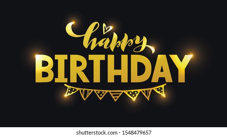 Hand draw Vector illustration of Happy Birthday lettering typography poster. Celebration quotation for sketcbook, note, card, postcard, event icon logo or badge. EPS 10