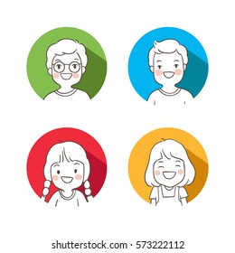Hand draw vector illustration outline set flat design of kid student school.Doodle style.