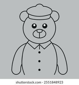 Dibujo de la mano Ilustración vectorial del policía aislado en el fondo blanco para el libro para colorear de los niños