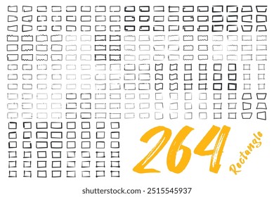 Hand draw vector rectangle object. Vector brush line rectangle object. Creative rectangle shape.