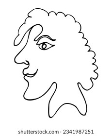 hand draw vector single continuoue line face man 
