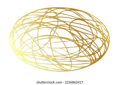 hand draw vector sketch gold or golden oval frame scribble
