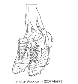 hand draw, vector sketch illustration - football boots