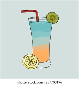 Hand draw vector smoothie drink illustration on background