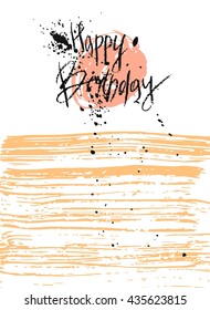 Hand draw vector textured Happy Birthday card.Birthday card,birthday greeting,birthday quote,happy birthday greeting design card template with place for your text.Happy Birthday lettering.