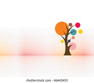 hand draw vector tree on eco background, vector illustration, No mesh in this Vector