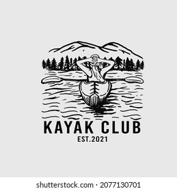 hand draw vector vintage canoe logo. Can be used for farmers market, poster, banner, sticker, logo, label and other design.