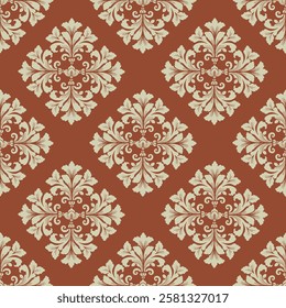 Hand draw Victorian Damask Luxury Decorative Fabric Pattern.