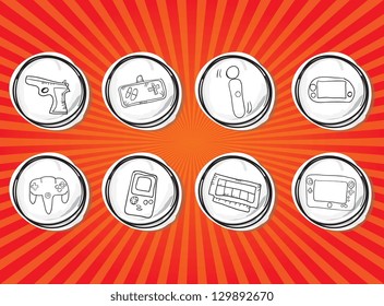 Hand Draw Video Games Icons set. Vector Illustration