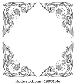 hand draw vintage baroque frame scroll