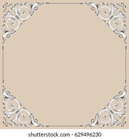 hand draw vintage baroque frame scroll