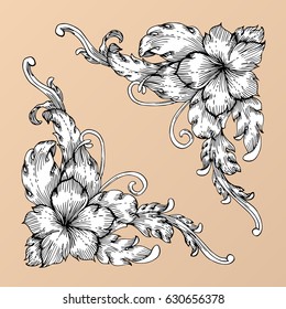 hand draw vintage baroque frame scroll