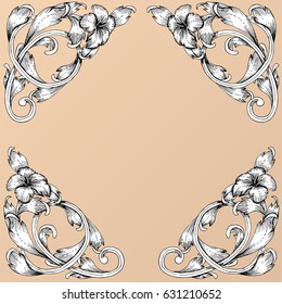 hand draw vintage baroque frame scroll