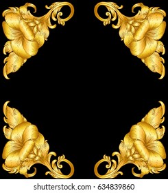 hand draw vintage baroque frame scroll