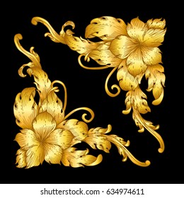 hand draw vintage baroque frame scroll