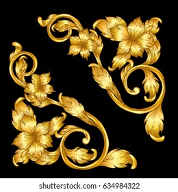 hand draw vintage baroque frame scroll