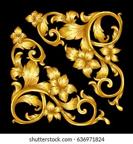 hand draw vintage baroque frame scroll