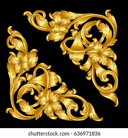 hand draw vintage baroque frame scroll