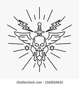 hand draw vintage disain tattoo set. cute tattoo design template