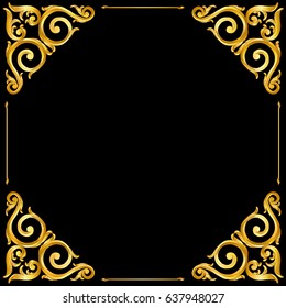 hand draw vintage gold baroque frame scroll