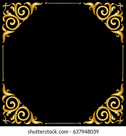 hand draw vintage gold baroque frame scroll