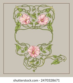 
hand draw vintage style Art Nouveau botanical twine floral decorative border